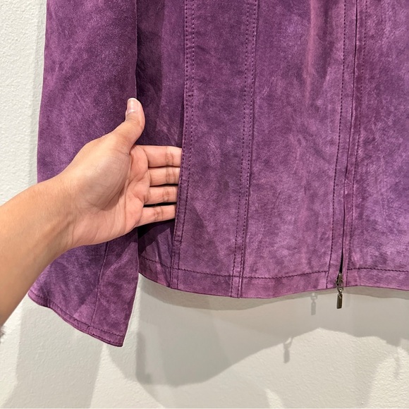 Coldwater Creek Womens Purple Suede 100% Leather Long Sleeve Blazer Jacket sz XL - Picture 7 of 12